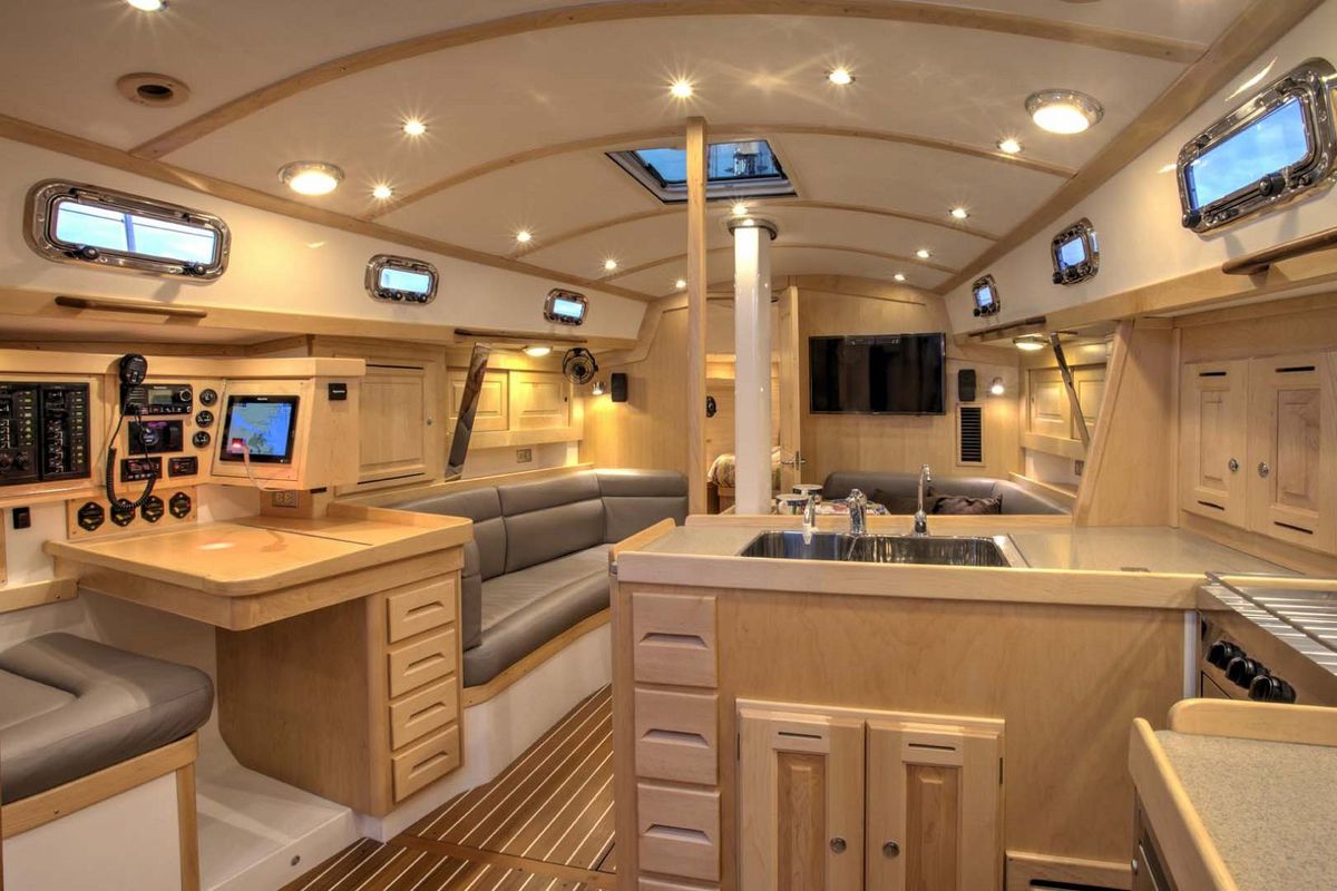 "Marine interior lighting – LED ceiling lights, reading lights, recessed lights, and strip lights for boat interiors"