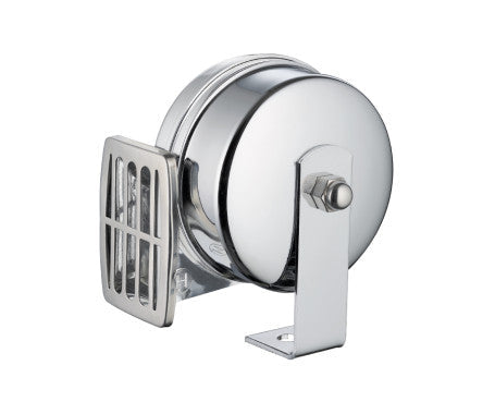 115dB high tone stainless steel marine horn powered by 12V DC. Built for boats and harsh marine environments with corrosion-resistant materials and strong sound output. Weatherproof, durable, and ideal for safe marine navigation and signaling.