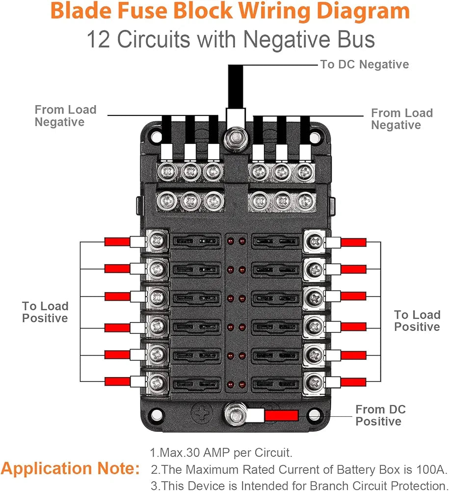 12-way blade fuse box for 12V systems with waterproof cover. Designed for marine, RV, and automotive use. Organizes and protects electrical circuits with ease. Durable, corrosion-resistant build for long-lasting performance. Distributed by Rimal Marine.