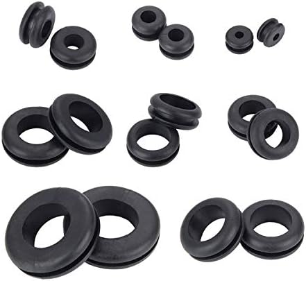 180 Pieces Rubber Grommet Assortment Kit Electrical Conductor Gasket Ring Set, 8 Different Sizes, Ideal for Wire, Plug, Automotive, Plumbing, etc 