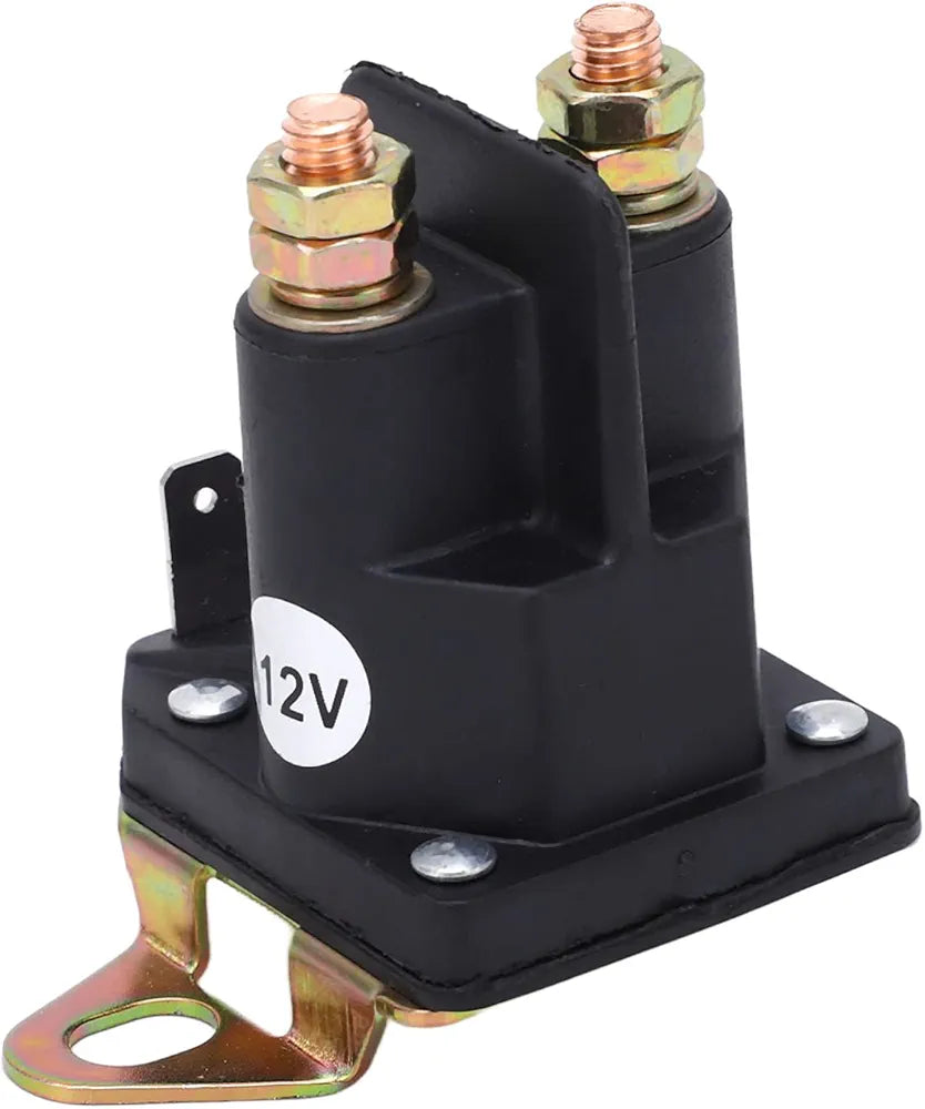 Starter solenoid relay with 2 terminals designed for efficient engine starting. Features compact housing, high current capacity, and rugged mounting base. Suitable for use in vehicles, boats, tractors, and machinery requiring a simple, robust ignition relay solution.

