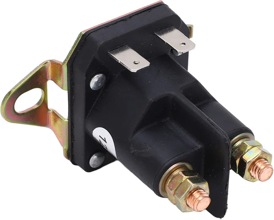 Starter solenoid relay with 2 terminals designed for efficient engine starting. Features compact housing, high current capacity, and rugged mounting base. Suitable for use in vehicles, boats, tractors, and machinery requiring a simple, robust ignition relay solution.

