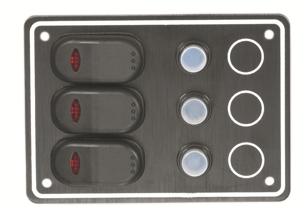 3-Gang Waterproof Switch Panel 10031-BK – high-performance 3-switch panel with weather-sealed construction for marine, RV, or 4x4 applications. Provides safe circuit control in wet or rugged environments. Heavy-duty build, easy installation. Available at Rimal Marine.

