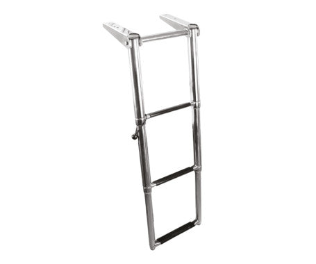 Stainless Steel 3-step telescopic boat ladder – foldable, space-saving ladder with anti-slip steps and corrosion resistance, ideal for easy boarding from the water on smaller boats and swim platforms.

