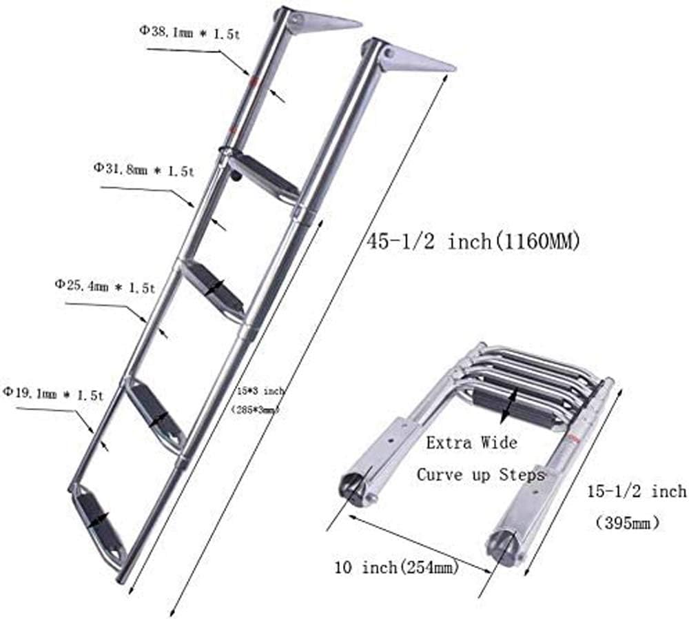 Stainless Steel 3-step telescopic boat ladder – foldable, space-saving ladder with anti-slip steps and corrosion resistance, ideal for easy boarding from the water on smaller boats and swim platforms.