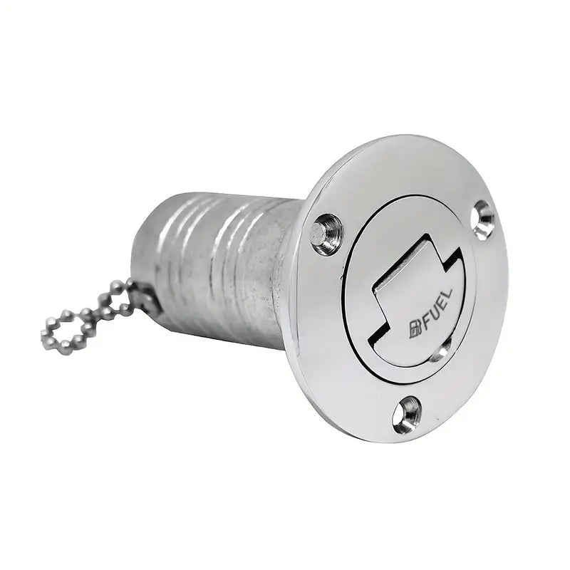 Premium 316 stainless steel marine deck fill fittings for water, fuel, or diesel. Available in 1-1/2" and 2" sizes. Corrosion-resistant, leak-proof design with engraved caps and O-ring seals. Ideal for sailboats, powerboats, and marine fuel or water tank installations.