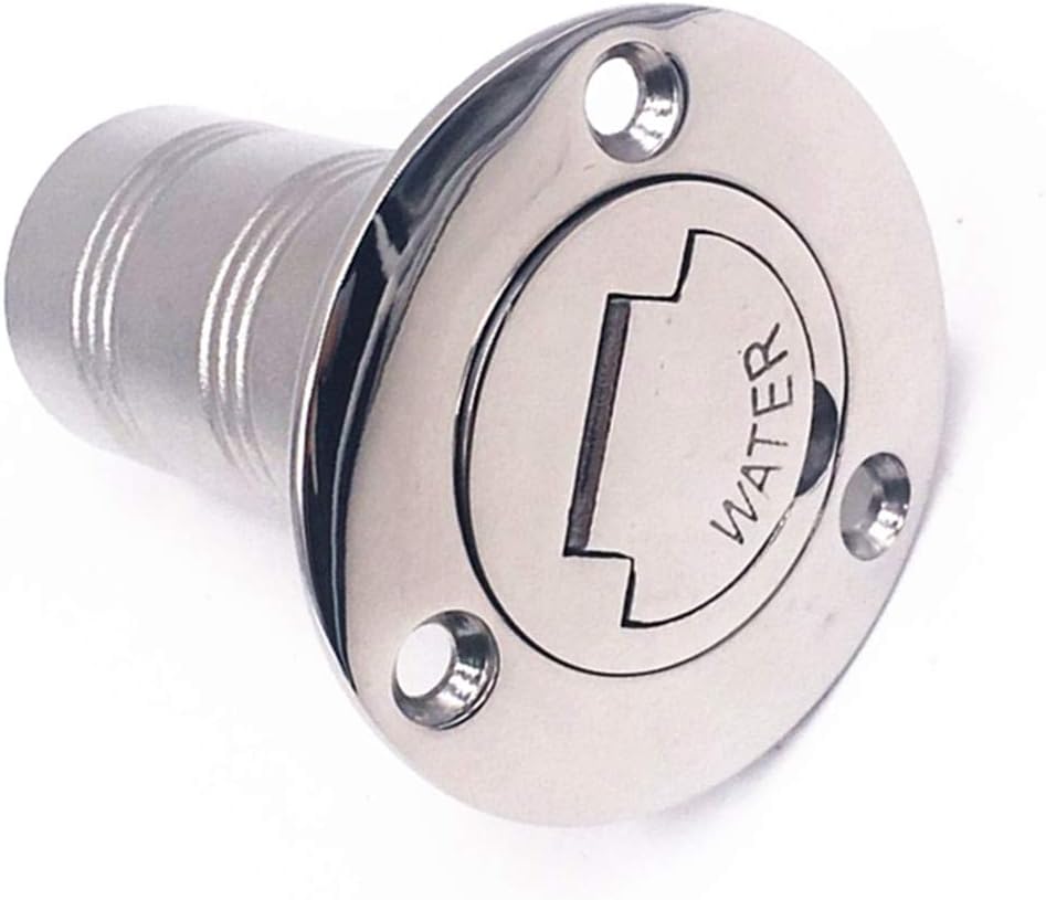 Premium 316 stainless steel marine deck fill fittings for water, fuel, or diesel. Available in 1-1/2" and 2" sizes. Corrosion-resistant, leak-proof design with engraved caps and O-ring seals. Ideal for sailboats, powerboats, and marine fuel or water tank installations.