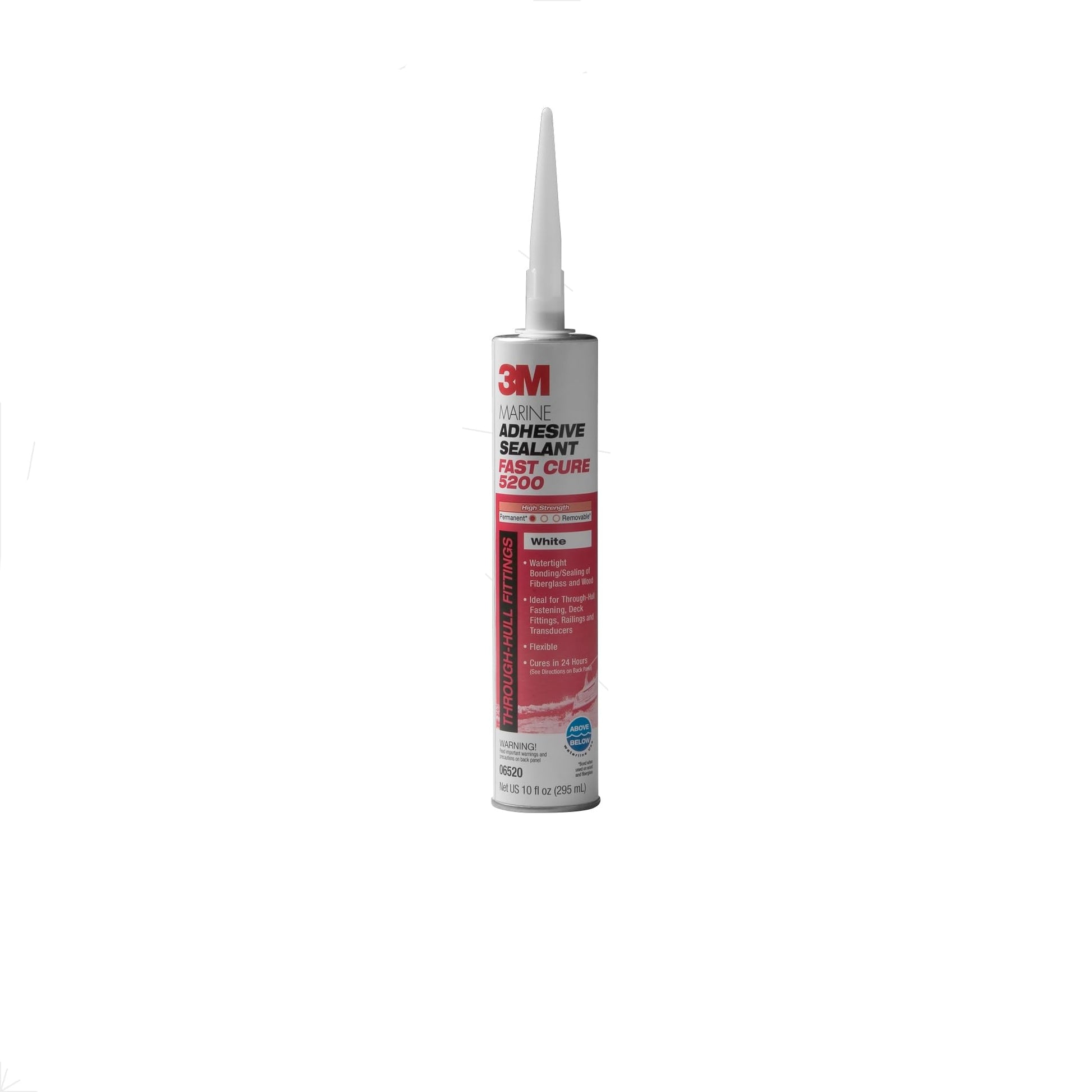 3M 5200 Fast Cure marine adhesive sealant—one‑part moisture‑curing polyurethane. Tack‑free in 1–2 hrs, fully cures in ~48 hrs. Creates durable, flexible bonds and watertight seals on wood, fiberglass, metal, and gelcoat above and below the waterline