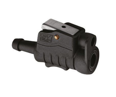 Plastic fuel line connector with 3/8” barb, compatible with Yamaha, Mercury, and Mariner outboards. Designed for tank and engine side use, providing a secure, leak-free connection. Fits standard marine fuel hoses for easy installation and reliable marine fuel transfer.

