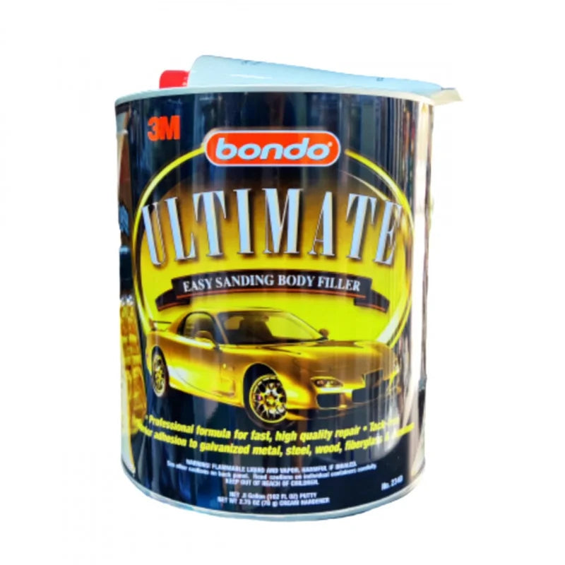 3M™ Body Filler Ultimate 4 L container showing heavy-duty automotive filler, ideal for smoothing dents, scratches, and seam sealing—easy to mix, spread, and sand for professional-grade auto body repair.

