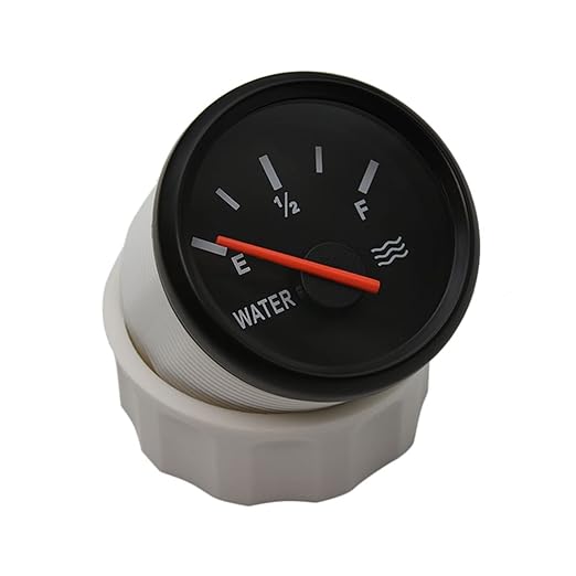 Universal 52mm analog water level gauge for monitoring tank capacity in marine, RV, and off-grid applications. Waterproof and vibration-resistant design with clear needle display. Works with 12V/24V systems and standard water level senders.

