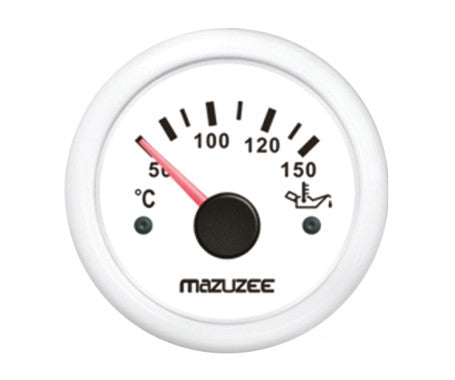 Universal 52mm oil temperature gauge with analog needle display. Designed for 12V/24V engines in marine, automotive, and industrial applications. Waterproof casing and easy panel mount for reliable oil temperature monitoring.