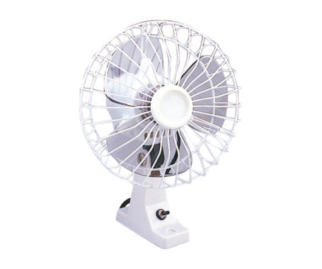 Compact 6-inch marine electric fan with 12V/24V DC compatibility. Features durable acrylonitrile styrene blade for reliable airflow in cabins and enclosed marine spaces. Ideal for boat cooling systems with low power consumption and corrosion resistance.