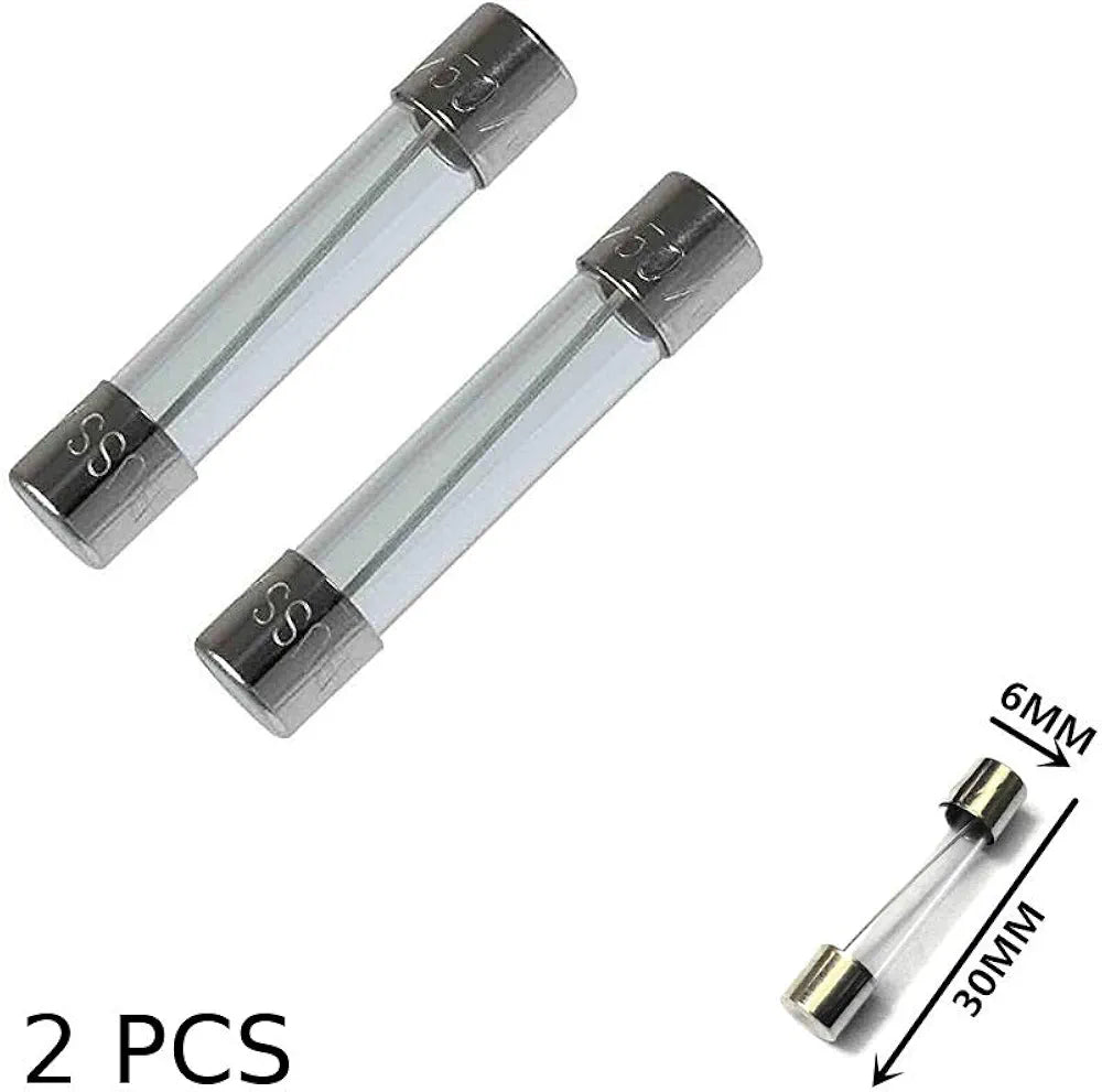 Set of 5 fast blow glass tube fuses, 6mm x 30mm, rated 250V. Designed for quick response to overloads in electronic devices, marine equipment, and appliances. Clear glass body for easy inspection. Precision protection by Rimal Marine.