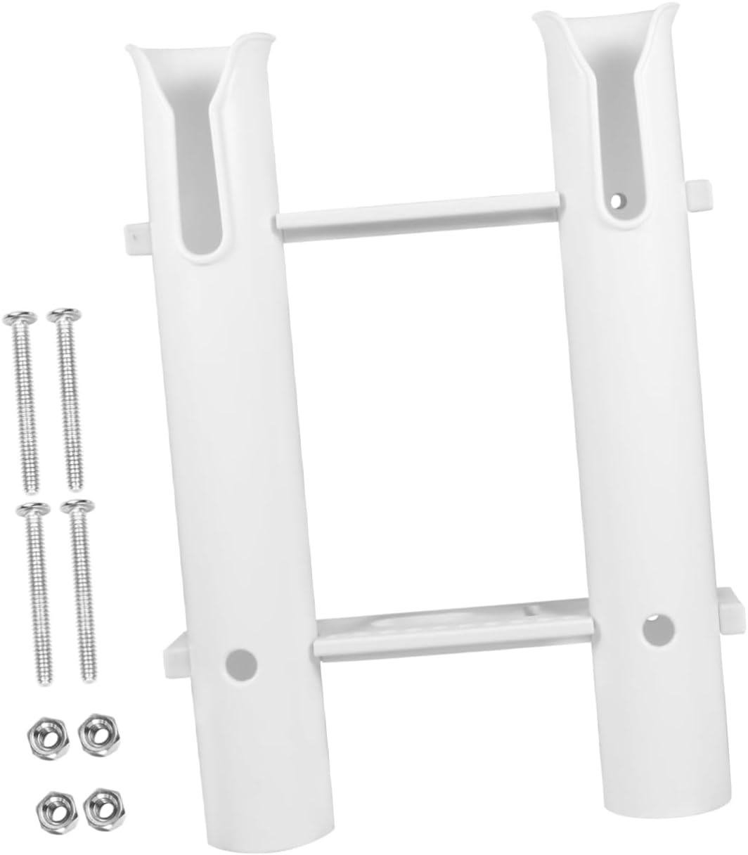 AAA plastic rod holder with 2 tubes – heavy-duty, UV-resistant fishing rod rack for marine use. Dual rod storage design for boats and kayaks, offering easy mounting and durability.

