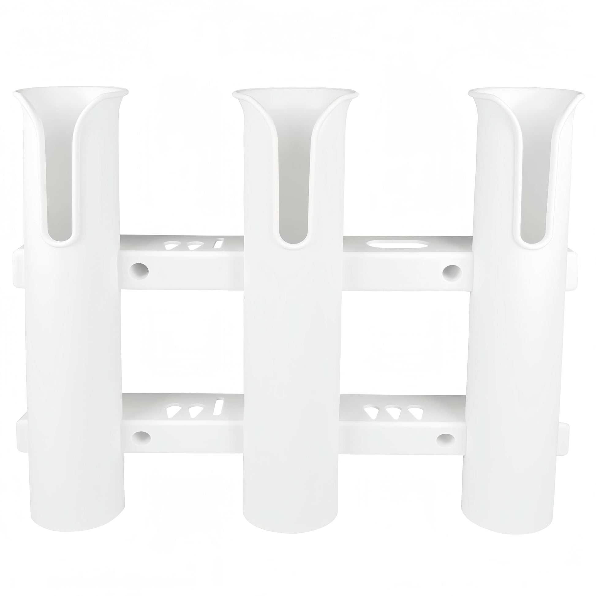 AAA plastic rod holder with 3 tubes – marine-grade, UV-resistant triple fishing rod rack for boats, kayaks, or docks. Durable and space-saving design for secure rod storage.