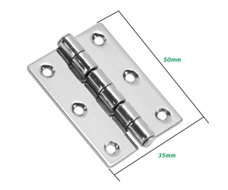 AAA-quality hinge made from AISI 304 stainless steel, designed for smooth and durable movement of doors, cabinets, and panels. Offers corrosion resistance and strength, suitable for indoor and sheltered outdoor applications in residential and commercial settings.