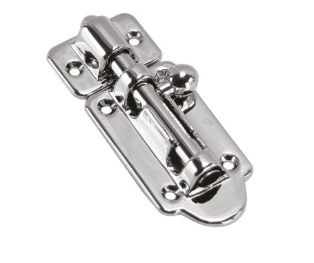 AAA-grade Chrome Barrel Bolt with a polished finish, designed for sliding door and cabinet locking. Ideal for indoor applications including cupboards, gates, and windows, providing reliable security and a sleek, decorative appearance.