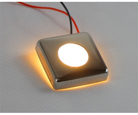 AAA LED Courtesy Light with S.S. 304 cover, model 00751. Durable, corrosion-resistant surface mount light ideal for marine interiors, steps, and decks. Provides energy-efficient and soft illumination. Available in Rimal Marine in UAE