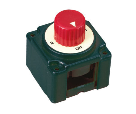 AAA Mini Battery Switch with Knob 10192 – durable and compact battery isolator designed for marine use. Provides safe, easy battery disconnection for boats and yachts. Corrosion-resistant and built for long-lasting performance in marine conditions. Available in Rimal Marine.