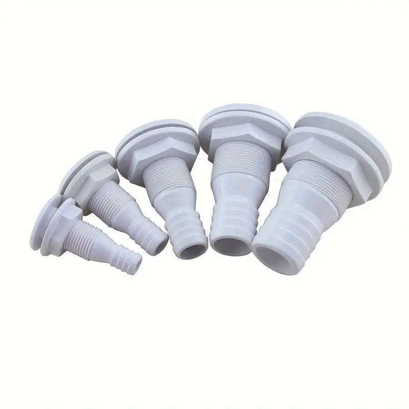 AAA plastic marine thru-hull fittings made from UV-stabilized corrosion-resistant materials. Designed for water intake and drainage on boats and yachts. Lightweight and durable, ideal for saltwater applications requiring reliable, leak-free thru-hull connections.