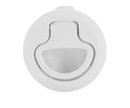 AAA flush lift handle in white finish featuring a recessed design for smooth operation and clean appearance. Suitable for doors, cabinets, and hatches, combining durability and style for indoor or marine environments.


