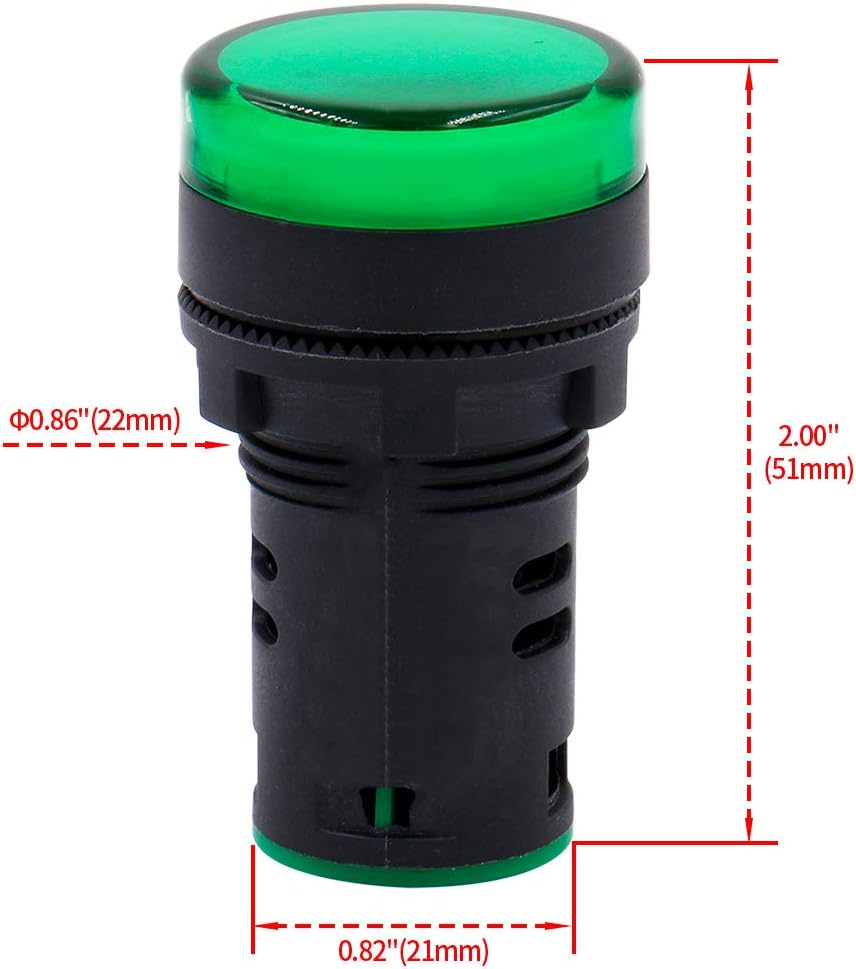 AD16-22DS LED indicator pilot signal lamp in multiple colors (Green, Yellow, Red, Blue, White), 22mm panel mount type. Durable and energy-efficient for control panels, machinery, or industrial signals. Long service life with vibrant illumination. Distributed by Rimal Marine.