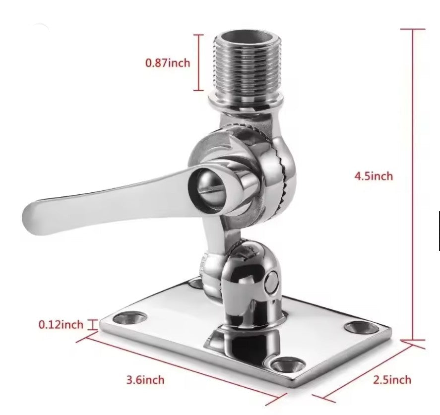 Antenna mount made of AISI 316 stainless steel – marine-grade swivel base for VHF or GPS antennas on boats. Corrosion-resistant and durable for secure antenna installation in all weather.


