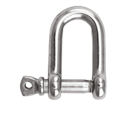 Marine-grade D Shackle crafted from AISI 316 stainless steel, featuring a compact, strong design with a threaded pin—perfect for rigging, lifting, and marine applications requiring corrosion resistance and secure load handling.