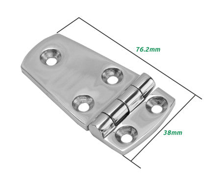 Door hinge crafted from AISI 316 stainless steel, providing excellent corrosion resistance and smooth movement. Perfect for marine, outdoor, or industrial use where durability and performance in harsh environments are essential.