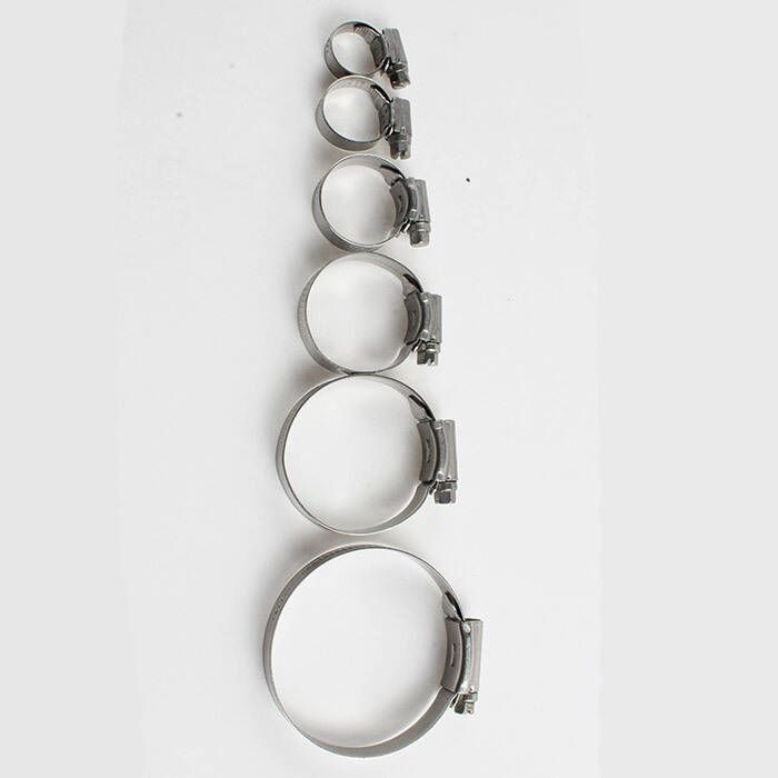 Heavy-duty hose clamp made from AISI 316 stainless steel with a 12 mm wide, 0.6 mm thick band. Corrosion-resistant and ideal for marine, industrial, and automotive use. Available in sizes from 10 mm to 120 mm for leak-proof hose connections in harsh environments.
