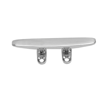 Open Base Cleat made from AISI 316 stainless steel, featuring a polished finish and corrosion-resistant construction. Designed for secure mooring on boats and docks, ensuring durability and ease of rope handling in marine environments.

