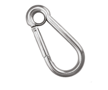 Stainless steel Snap Hook made from AISI 316 marine-grade material, featuring a spring-loaded gate for fast and secure attachment. Perfect for boating, rigging, camping, and industrial applications requiring corrosion-resistant performance.