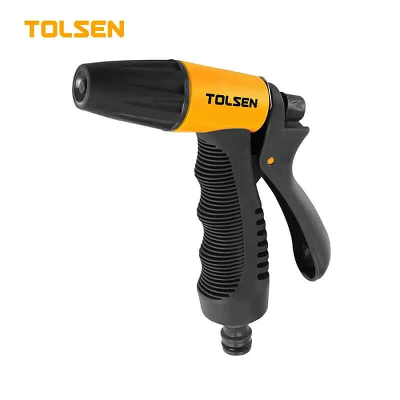 Adjustable spray nozzle with strong ABS construction and TPR comfort grip, offering a range of spray patterns from fine mist to high-pressure jet. Ergonomic design for user comfort and precise control. Skin card packaging for easy display and handling.

