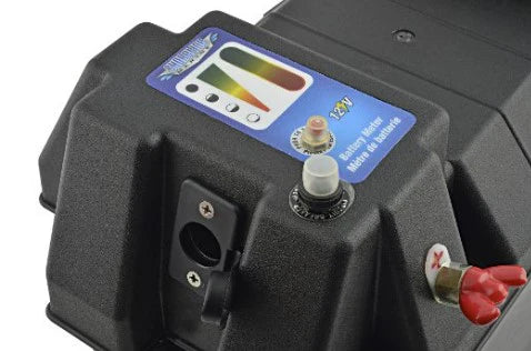 Battery box with integrated power station for Group 24–31 batteries. Includes USB ports, 12V outlets, digital voltage display, and circuit protection. Ideal for marine, RV, and off-grid applications requiring both power and battery protection.