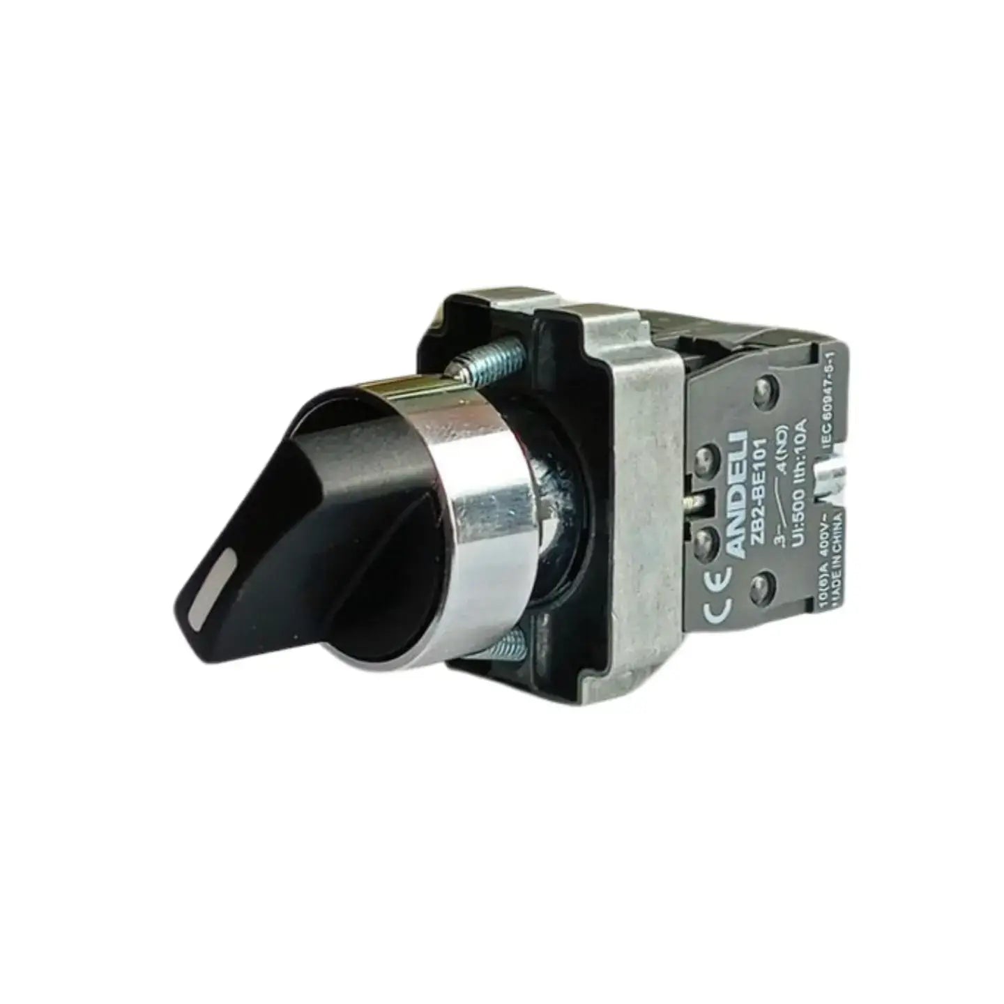 Andeli DB2-BD33 selector switch with 3 positions for versatile control panel use. Robust and durable design ensures reliable multi-position switching in industrial and automation systems. Easy to install and operate with clear position indicators.