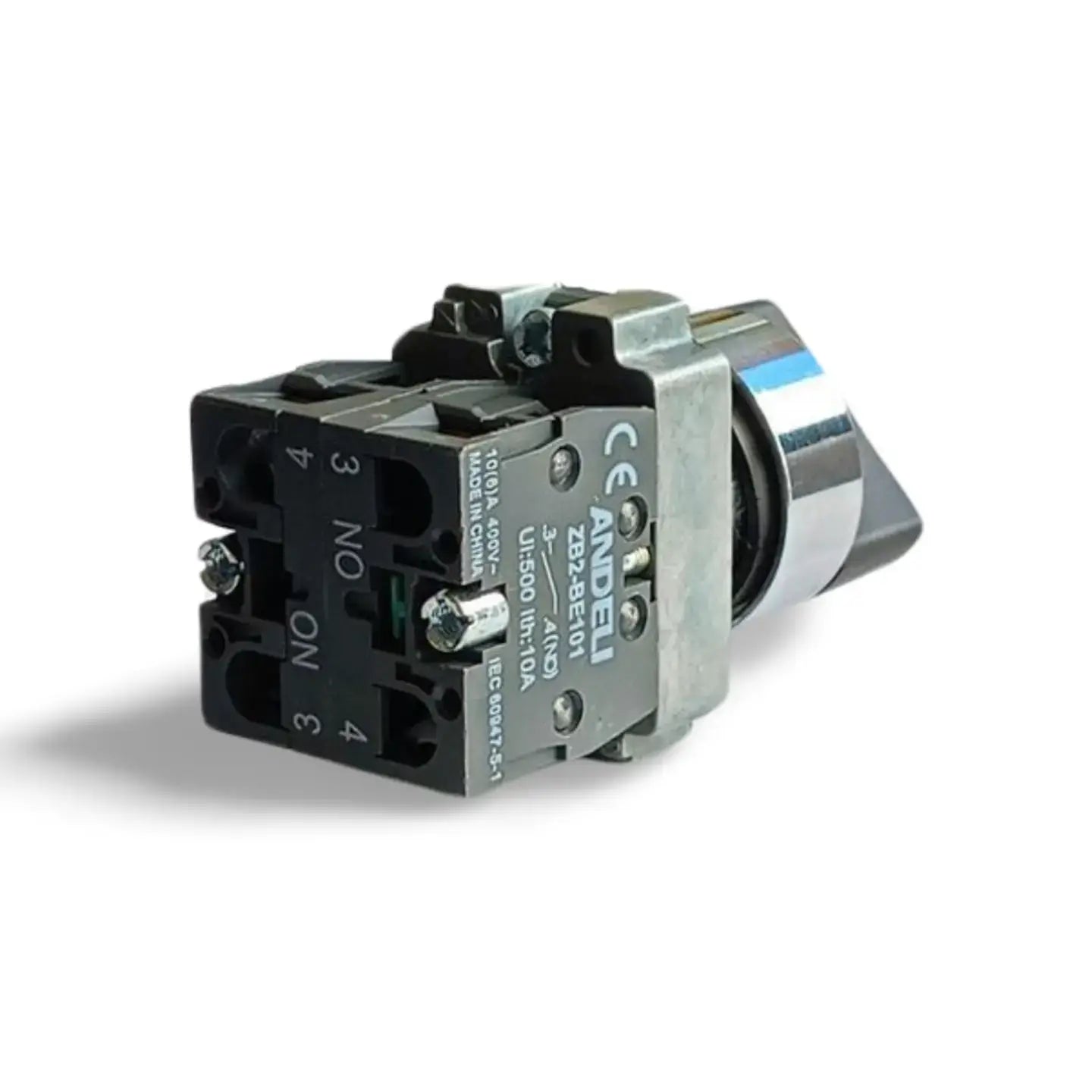Andeli DB2-BD33 selector switch with 3 positions for versatile control panel use. Robust and durable design ensures reliable multi-position switching in industrial and automation systems. Easy to install and operate with clear position indicators.