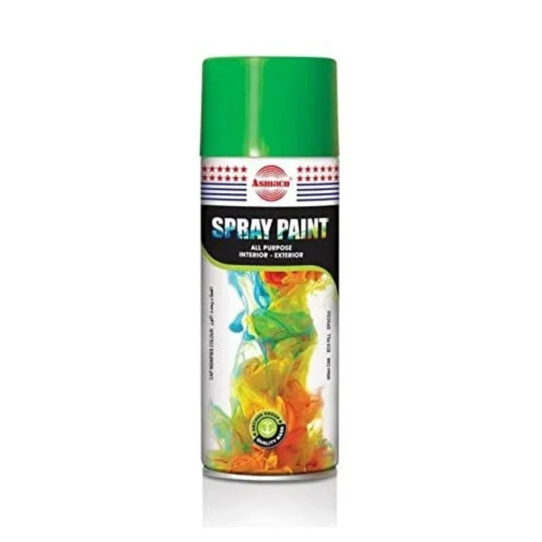 Asmaco 400 ml spray paint in various colors—quick-dry, high-gloss finish suitable for plastic, wood, metal, and automotive surfaces. Exceptional adhesion to polypropylene, polystyrene, fiberglass, PVC without primer. Durable and weather-resistant for indoor/outdoor use.