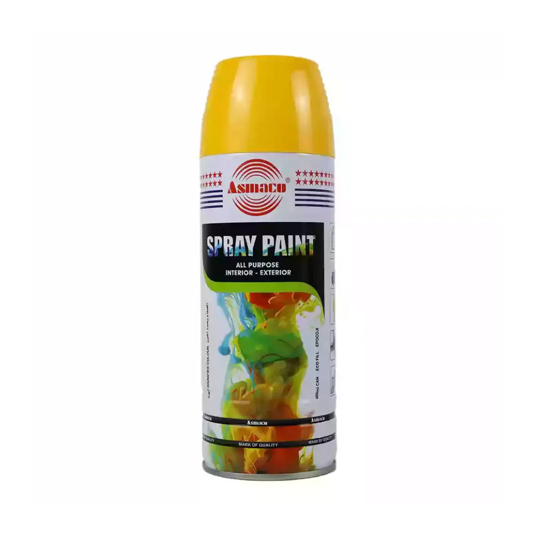 Asmaco 400 ml spray paint in various colors—quick-dry, high-gloss finish suitable for plastic, wood, metal, and automotive surfaces. Exceptional adhesion to polypropylene, polystyrene, fiberglass, PVC without primer. Durable and weather-resistant for indoor/outdoor use.

🛠️ Product Highlights – What Makes It Stand Out:
