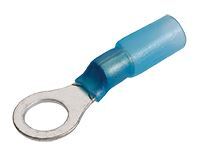 Blue 4mm adhesive heatshrink ring terminals offer reliable, waterproof connections for electrical applications. Suitable for marine, automotive, and industrial use with corrosion-resistant, heat-activated insulation for lasting performance. Distributed by Rimal Marine.