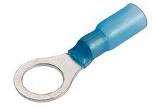 Blue 4mm adhesive heatshrink ring terminals offer reliable, waterproof connections for electrical applications. Suitable for marine, automotive, and industrial use with corrosion-resistant, heat-activated insulation for lasting performance. Distributed by Rimal Marine.
