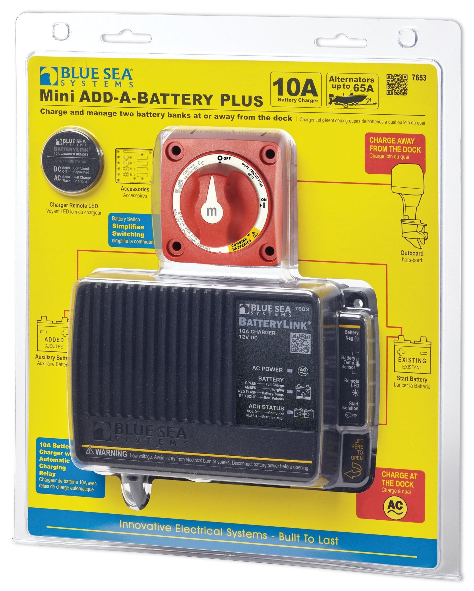 Blue Sea Mini Add‑A‑Battery Plus Kit – 65A Easy Dual Bank Charging ...