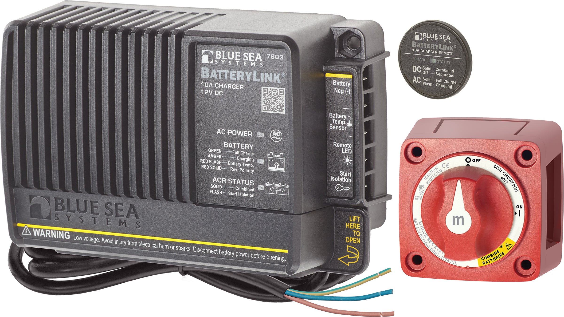 Blue Sea Mini Add‑A‑Battery Plus 65 A kit for boats and RVs—enables two-battery bank charging without manual switching. Compact, fully automatic, and maintenance-free device optimizing dual battery setups for reliable power management.