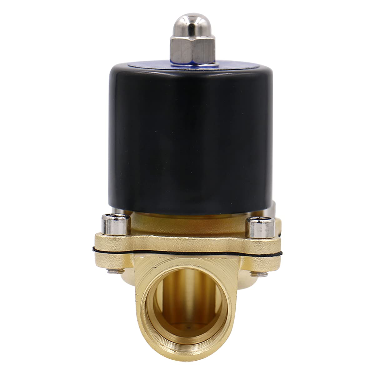 Brass electric solenoid valve model 2W-200-20 featuring 3/4 inch PT thread, DC12V and DC24V options, normally closed type. Suitable for water and air control in industrial systems, offering robust brass construction for durability and reliable operation.rimal

 