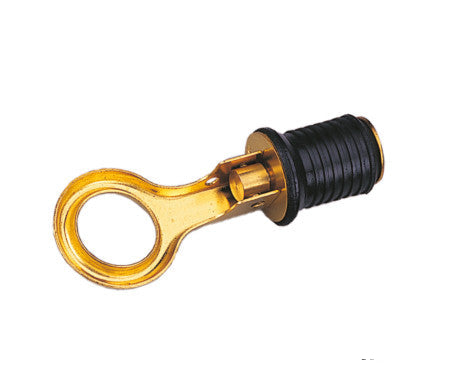 Marine-grade 1-inch brass pull drain plug with ring handle for easy grip and removal. Corrosion-resistant and durable, perfect for boat bilge and transom drainage systems. Provides secure, leak-proof sealing in freshwater and saltwater environments.