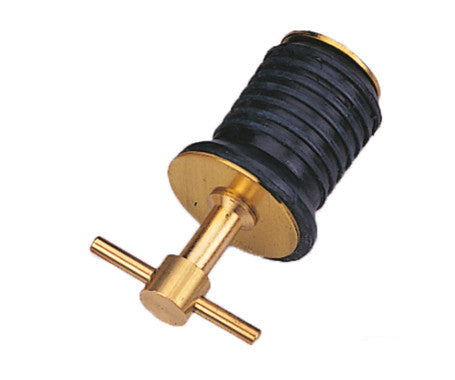 Marine-grade 1-inch brass turn drain plug with corrosion-resistant finish. Ideal for sealing boat bilge and transom drains. Durable and simple to use, ensuring leak-proof performance in saltwater and freshwater environments.

