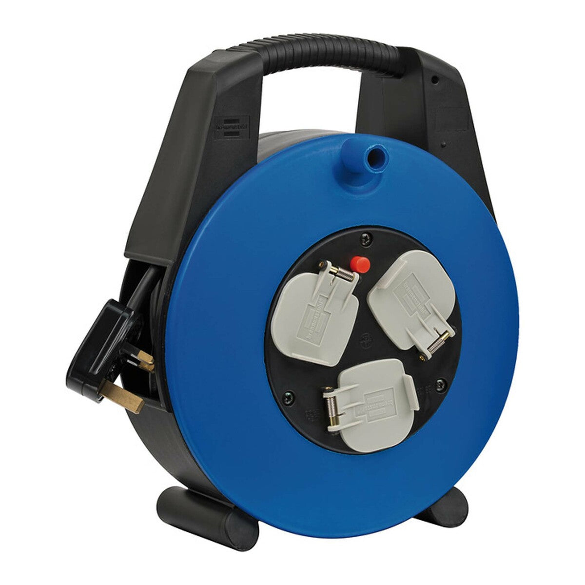 Brennenstuhl 10M power extension reel with 13A plug and universal socket in a strong plastic body. Provides reliable power distribution for home, marine, and workshop needs. Compact, durable, and user-friendly. Available in Rimal Marine.