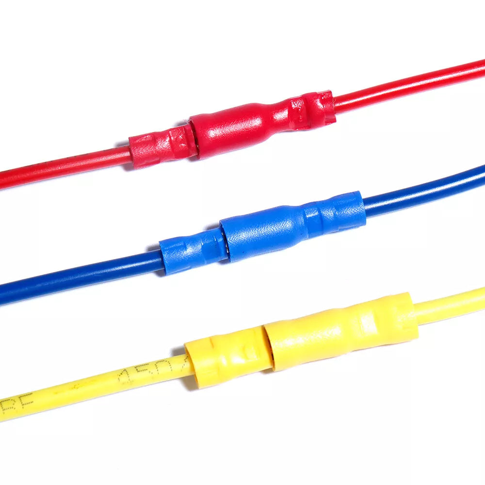 Male and female bullet terminal connectors for quick, reliable wire connections in automotive, marine, and electrical systems. Designed for fast disconnection and strong conductivity. Crimp-style, available in assorted colors and sizes. Premium quality connectors from Rimal Marine.

