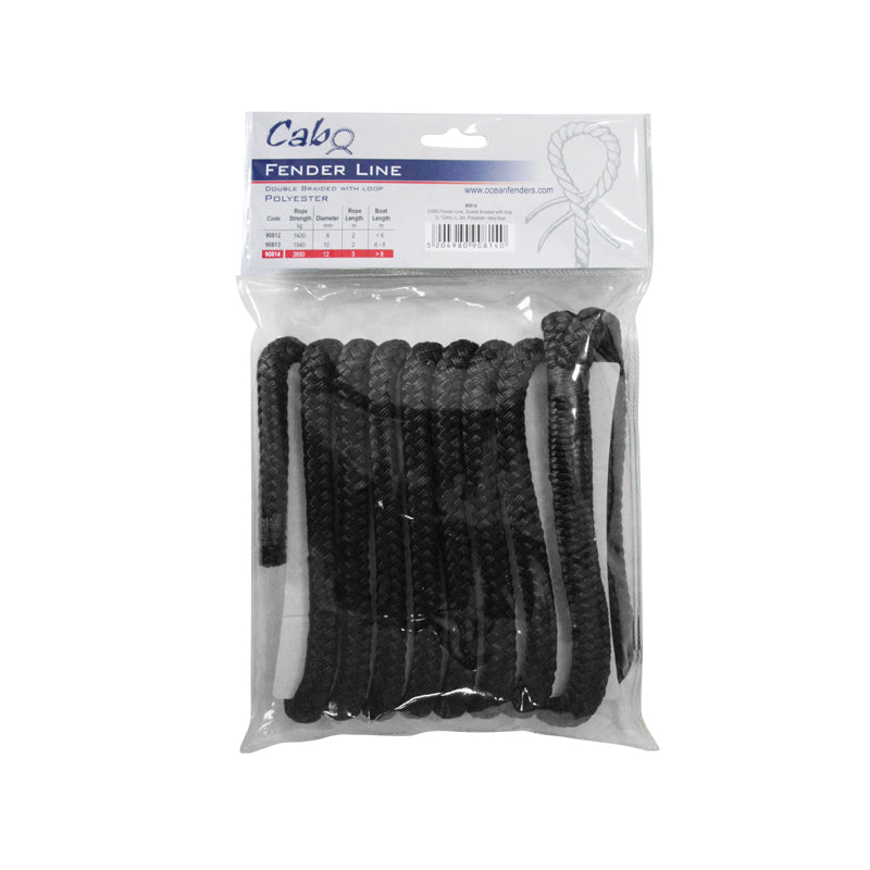 CABO fender line made of double-braided polyester with a prespliced loop. Designed for securing boat fenders with ease. Marine-grade, UV-resistant rope ensures durability and flexibility in saltwater and freshwater. Ideal for boat docking, mooring, and protective fender setups.

