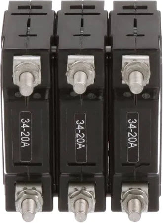 CARLING Technologies C Series circuit breaker, 50–100A, available in 1/2/3 pole configurations. Rated for 240VAC and 80VDC applications, features a robust black actuator. Designed for marine, vehicle, and industrial electrical systems. Supplied by Rimal Marine.